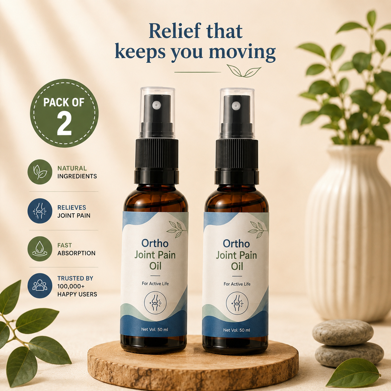 Ortho Joint Pain Oil 50ml Each Pack Of 2